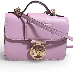 Longchamp Box Trot Lilac Crossbody Bag with Gold Accents NWOT
